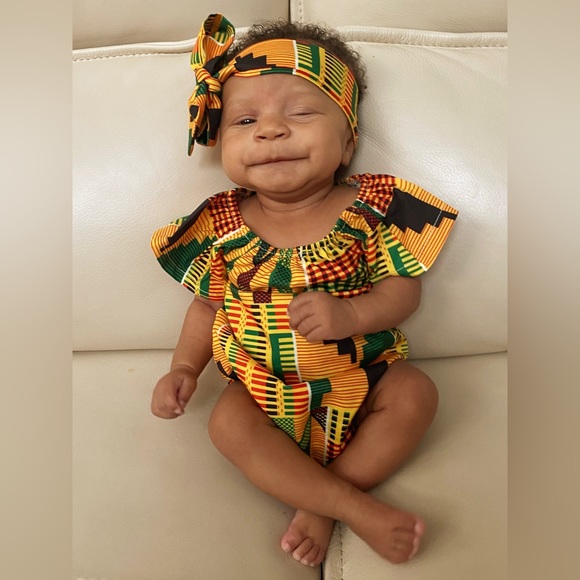 African Print Romper & Headband - Picture 2 of 2